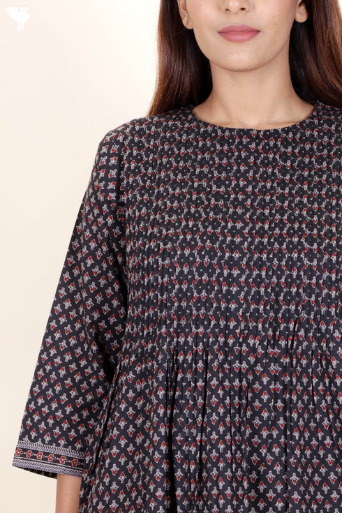 Cambric Cotton Dress In Block Print