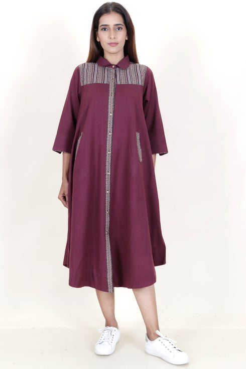 Linen Dress With Block Print