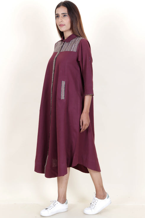 Linen Dress With Block Print