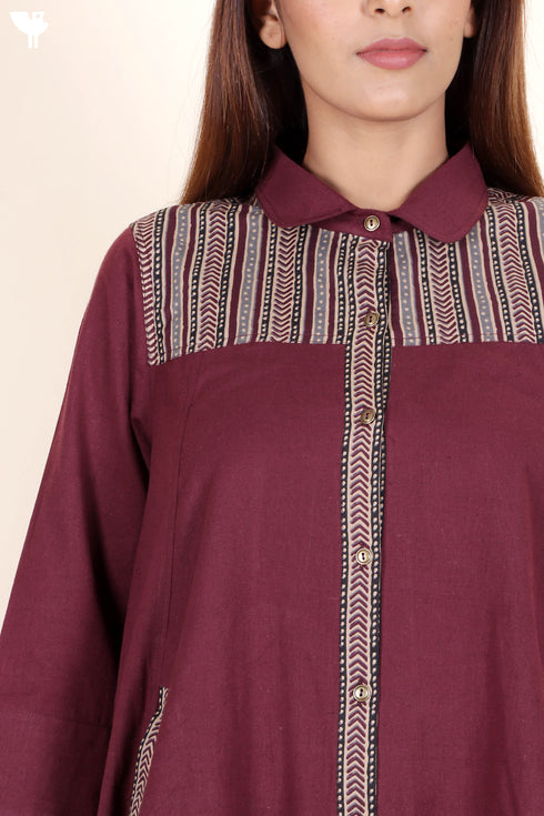 Linen Dress With Block Print