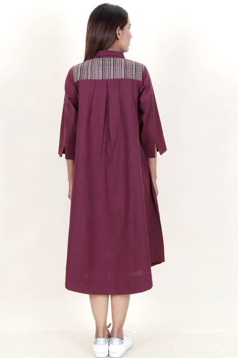 Linen Dress With Block Print