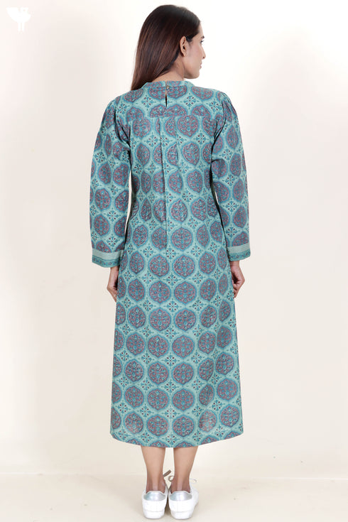 Cambric Cotton Kurta In Floral Block Print
