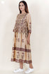 Modal Silk Midi Dress With Floral Block Print