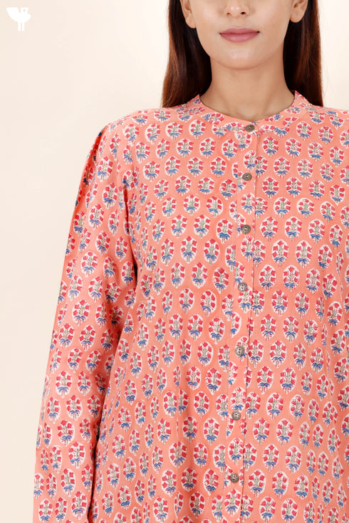 Cambric Cotton Dress In Block Print
