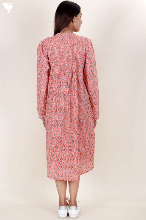 Cambric Cotton Dress In Block Print
