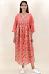 Silk Cotton Dress In Floral Block Print