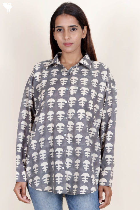 Cambric Cotton Shirt In Block Print