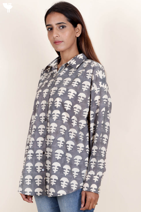 Cambric Cotton Shirt In Block Print