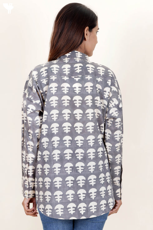 Cambric Cotton Shirt In Block Print