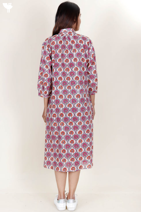 Crepe Cotton Dress In Block Print
