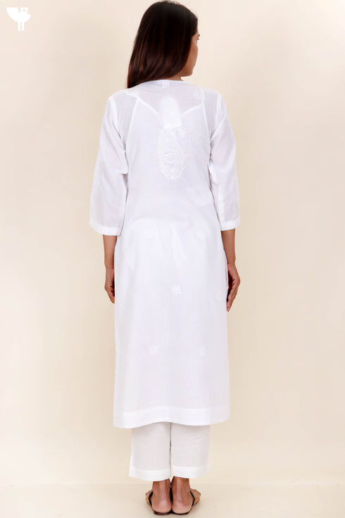 Terry Voile Kurta With Chikankari Embroidery