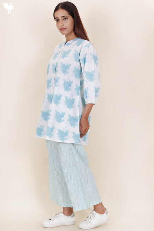 60s Cotton Co-Ord Set In Block Print