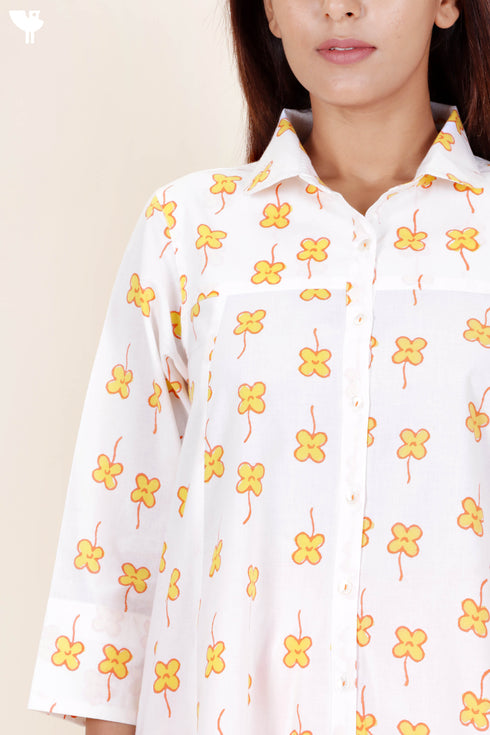 60s Cotton Co-Ord Set In Block Print