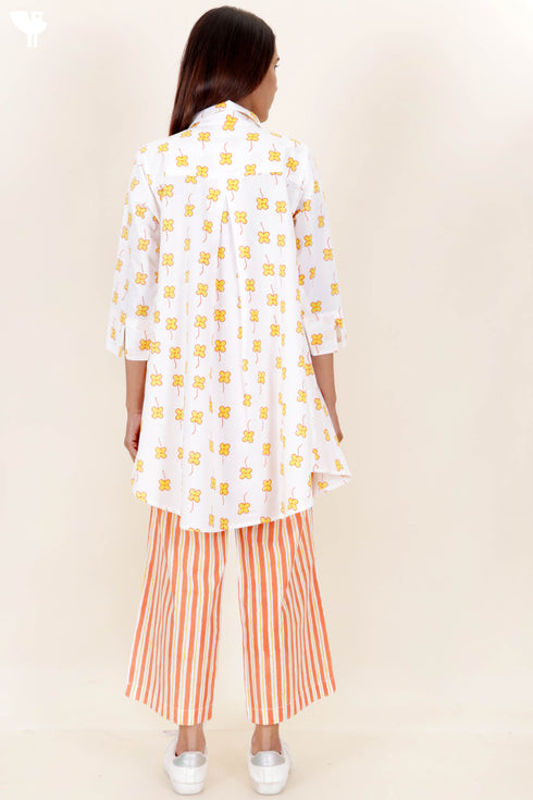 60s Cotton Co-Ord Set In Block Print