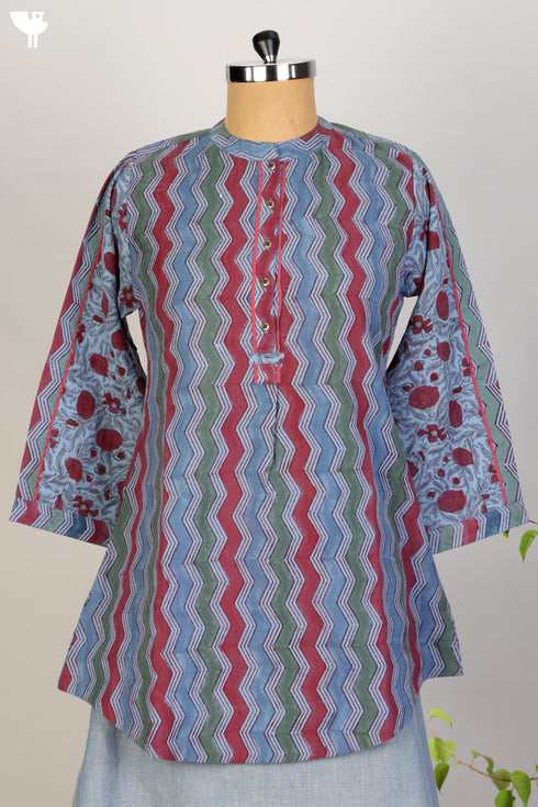 Khaadi Cotton Butler Shirt In Graphic Block Print