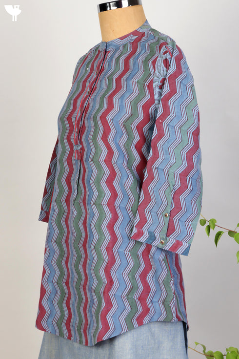 Khaadi Cotton Butler Shirt In Graphic Block Print