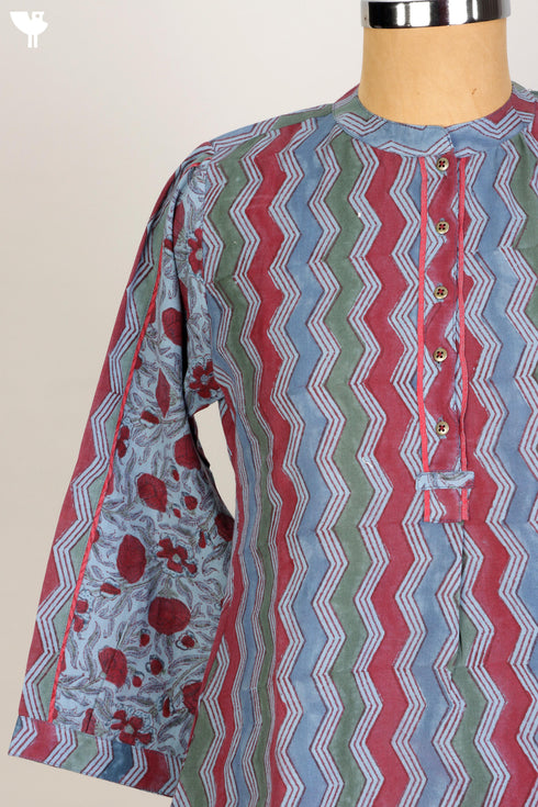 Khaadi Cotton Butler Shirt In Graphic Block Print