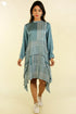 Satin Asymmetrical Dress in Graphic Block Print