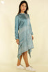 Satin Asymmetrical Dress in Graphic Block Print