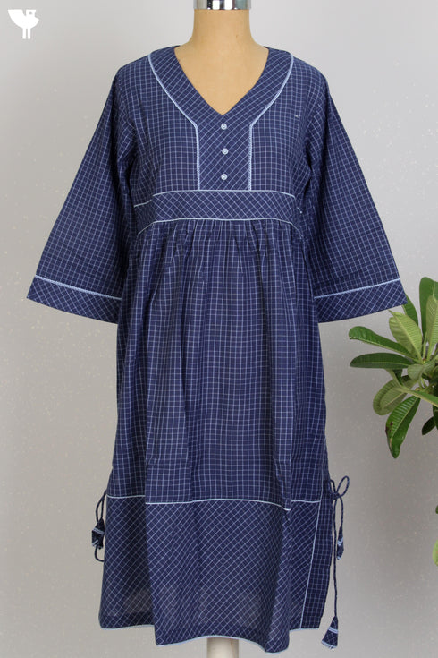 Khaadi Cotton Checkered Peasant Dress