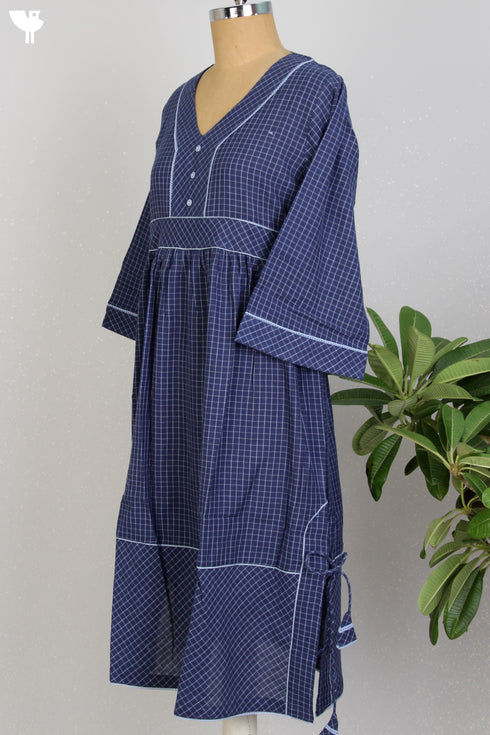 Khaadi Cotton Checkered Peasant Dress