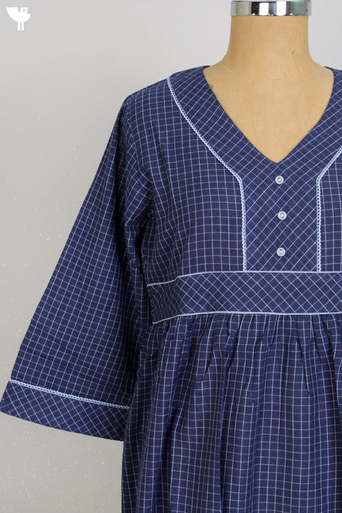 Khaadi Cotton Checkered Peasant Dress