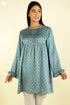Satin Top With Tucks in Graphic Block Print