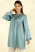 Satin Top With Tucks in Graphic Block Print
