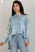 Satin Button Down Top in Graphic Block Print
