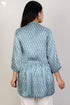 Satin Button Down Top With Pintucks in Graphic Block Print