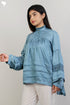 Satin Ruffled Top With Lace Inserts