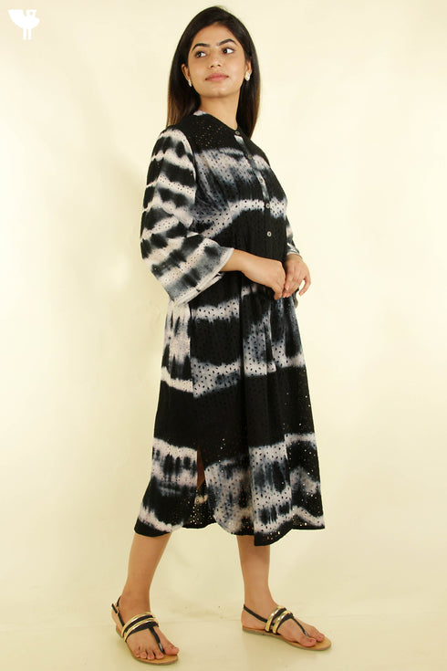 Cotton Tie Dye Button Down Dress