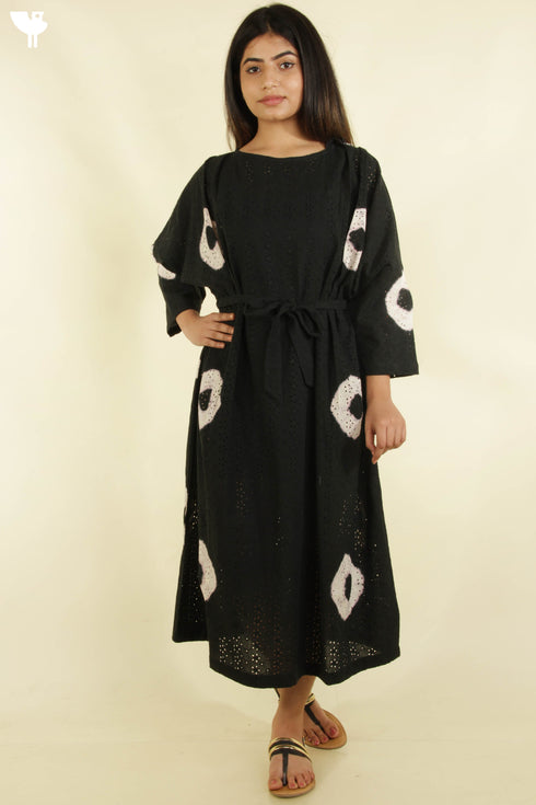 Cotton Tie Dye Voluminous Dress with Waist Tie