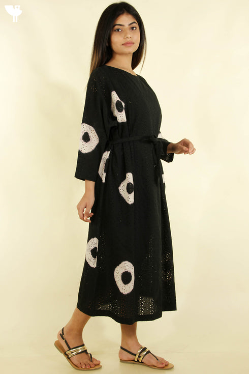 Cotton Tie Dye Voluminous Dress with Waist Tie
