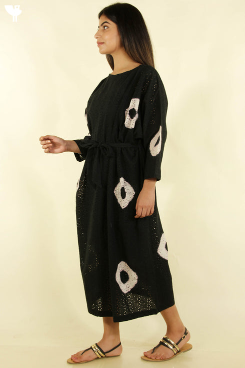 Cotton Tie Dye Voluminous Dress with Waist Tie