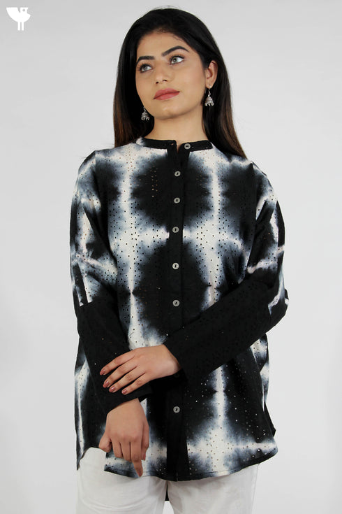 Cotton Tie Dye Voluminous Button Down Top