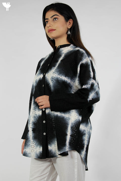 Cotton Tie Dye Voluminous Button Down Top
