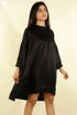Satin High Low Dress With Ruffled Collar