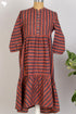 Khaadi Slub Cotton Gathered Dress With Striped Block Print