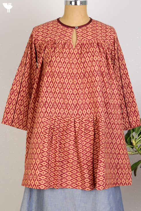 Khaadi Slub Cotton Top With Graphic Block Print