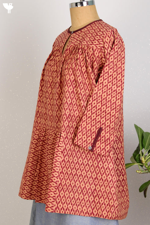 Khaadi Slub Cotton Top With Graphic Block Print