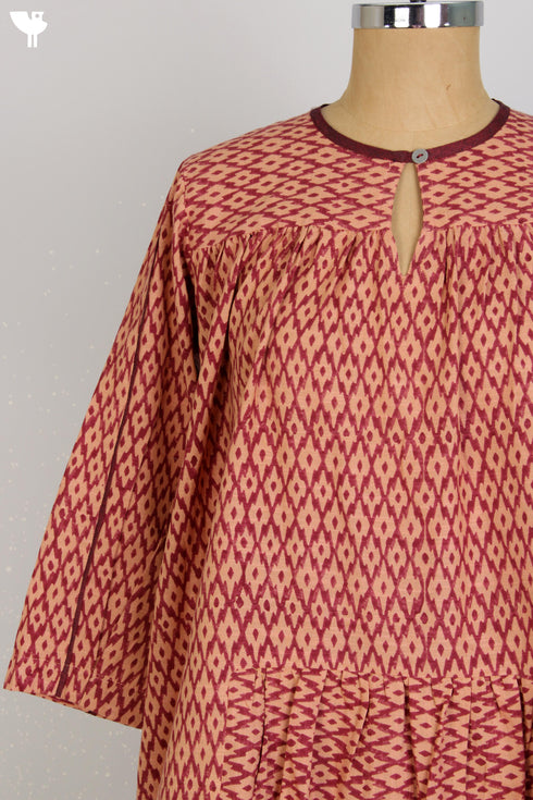 Khaadi Slub Cotton Top With Graphic Block Print
