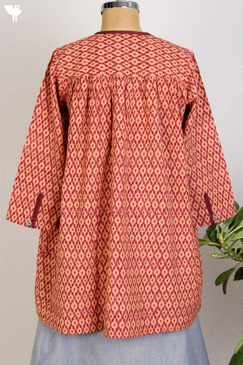 Khaadi Slub Cotton Top With Graphic Block Print