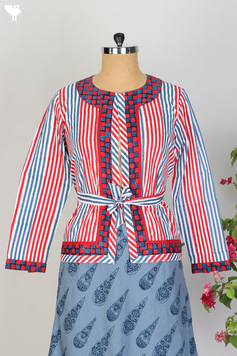 Cambric Cotton Jacket with Graphic Block Print