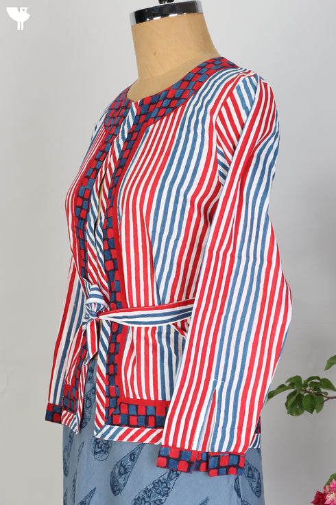Cambric Cotton Jacket with Graphic Block Print