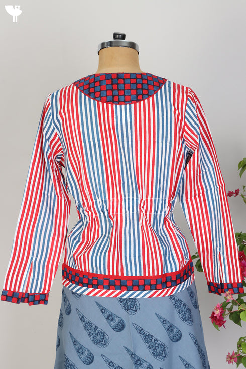 Cambric Cotton Jacket with Graphic Block Print