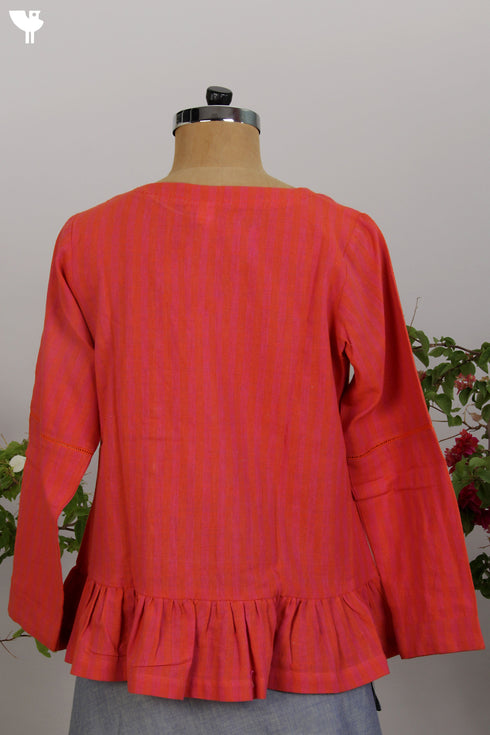 100% Khaadi Cotton Plain Top in Rose Pink