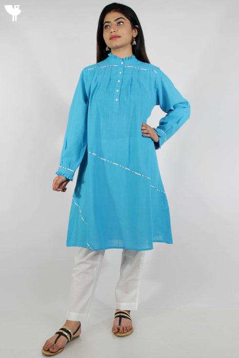 100% Khaadi Cotton Button Down Dress With Multicoloured Stitches