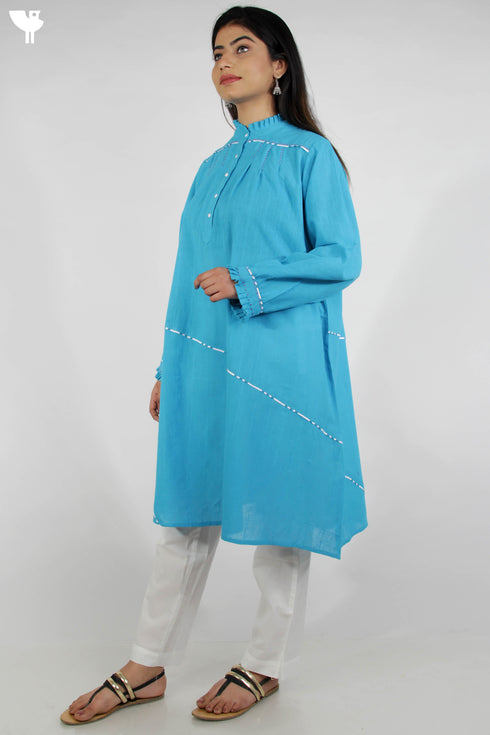 100% Khaadi Cotton Button Down Dress With Multicoloured Stitches