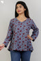 100% Khaadi Cotton Top With Floral Block Print
